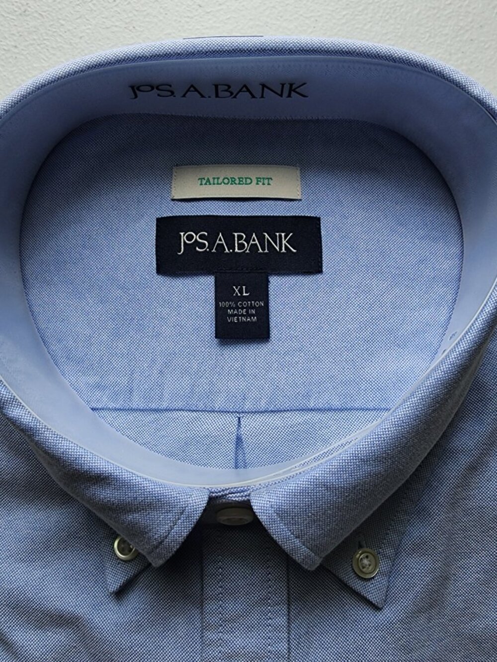XL Blue Oxford Cloth Shirt Large Mens New Jos A Bank Button Down Collar Cotton - Picture 9 of 17